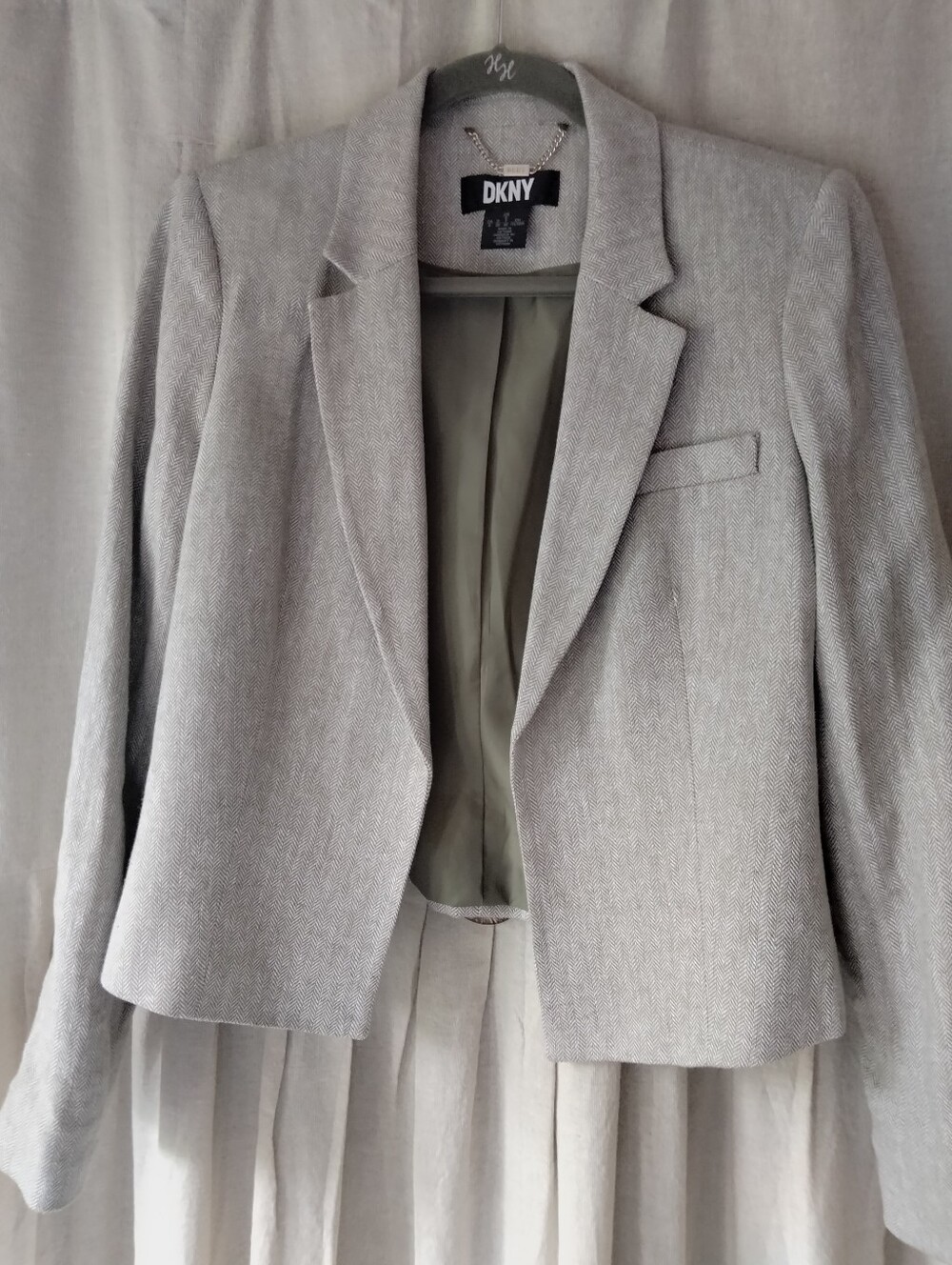 DKNY Light Gray Women's Blazer with Notch Lapel